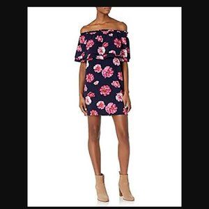 Mud Pie Womens Pippa Off-The-Shoulder Summer Dress, Pink Peony, Size Large, NWT